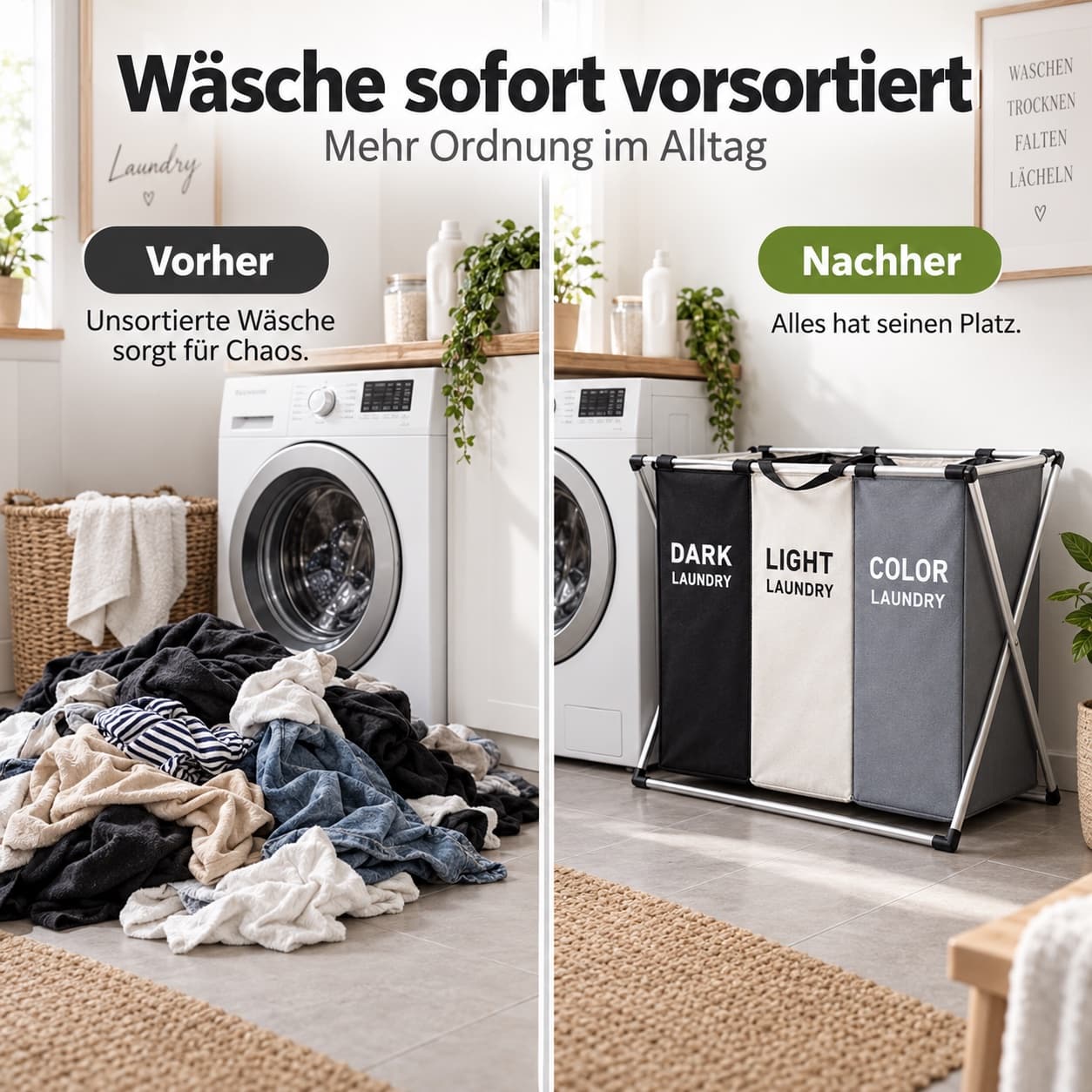 TrioSort Wäschekorb (3 Fächer) Foto 2